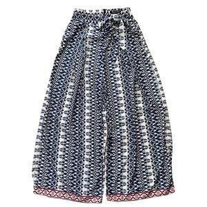 Jealous Tomato Wide Leg Geometric Print Blue & White Palazzo Pants Medium